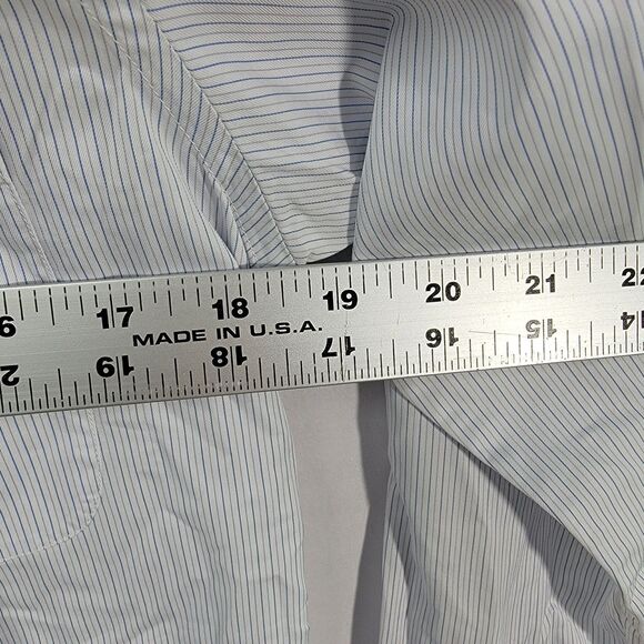 Gabbana Blue Stripes Dress Shirt Button-Up Long Sleeve Button Cuff Men's Size S - Picture 7 of 8